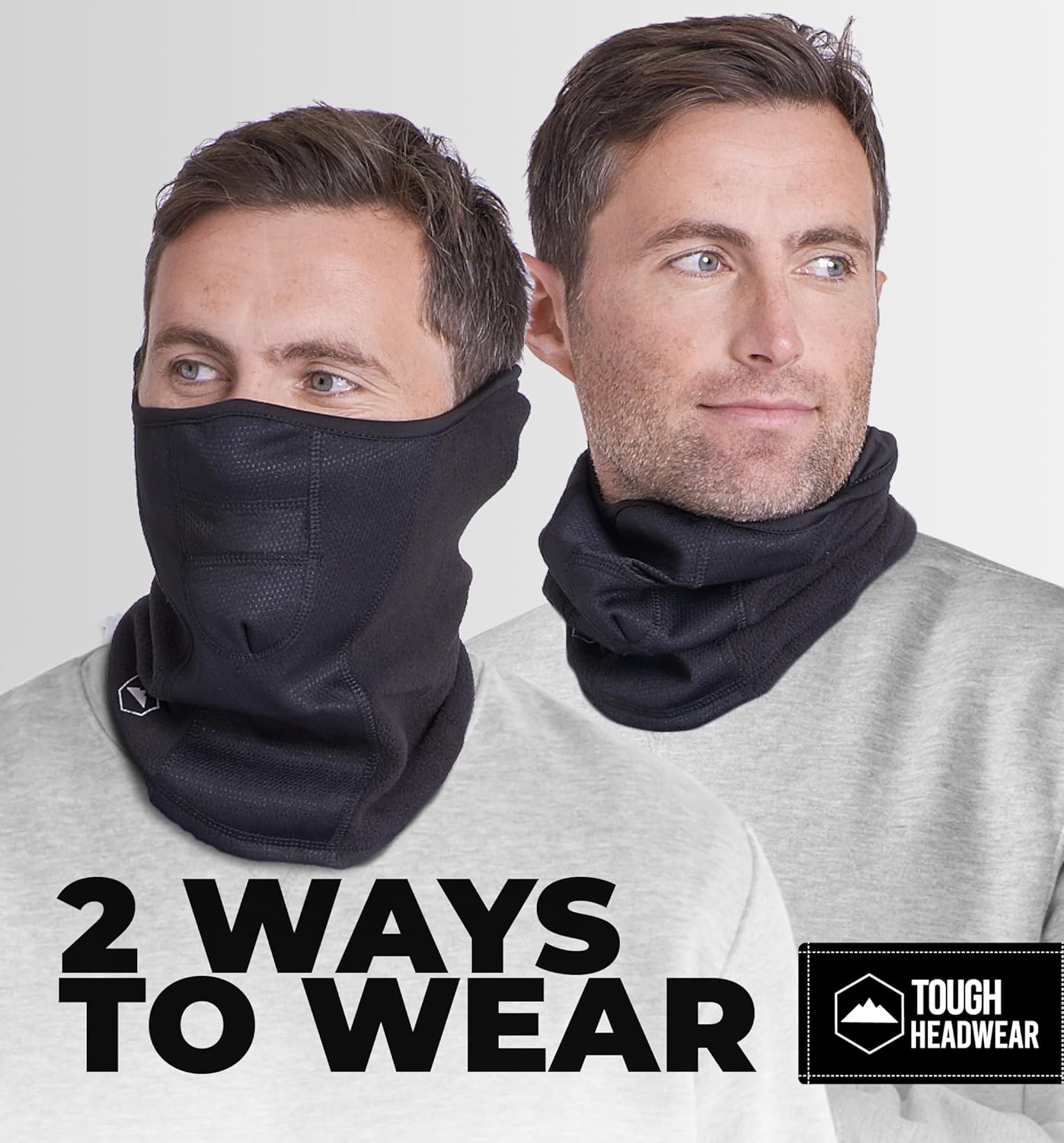 Tough Headwear Half Ski Mask - Fleece Lined Winter Face Mask - Stretch Neck Gaiter for Cold Weather Gear - Skiing Accessories