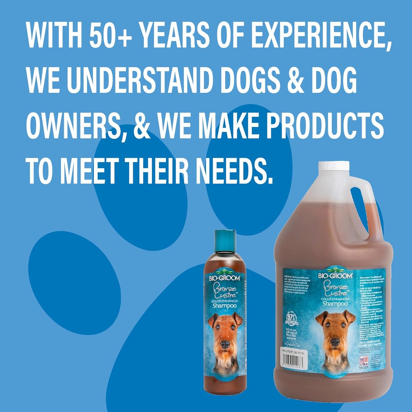 Bio-Groom Bronze Lustre Dog Shampoo - Color Enhancing Pet Shampoo, Dog Bathing Supplies, Puppy Wash, Dog Grooming Supplies, Cruelty-Free, Made in USA, Coat Brightener Shampoo - 1 Gallon