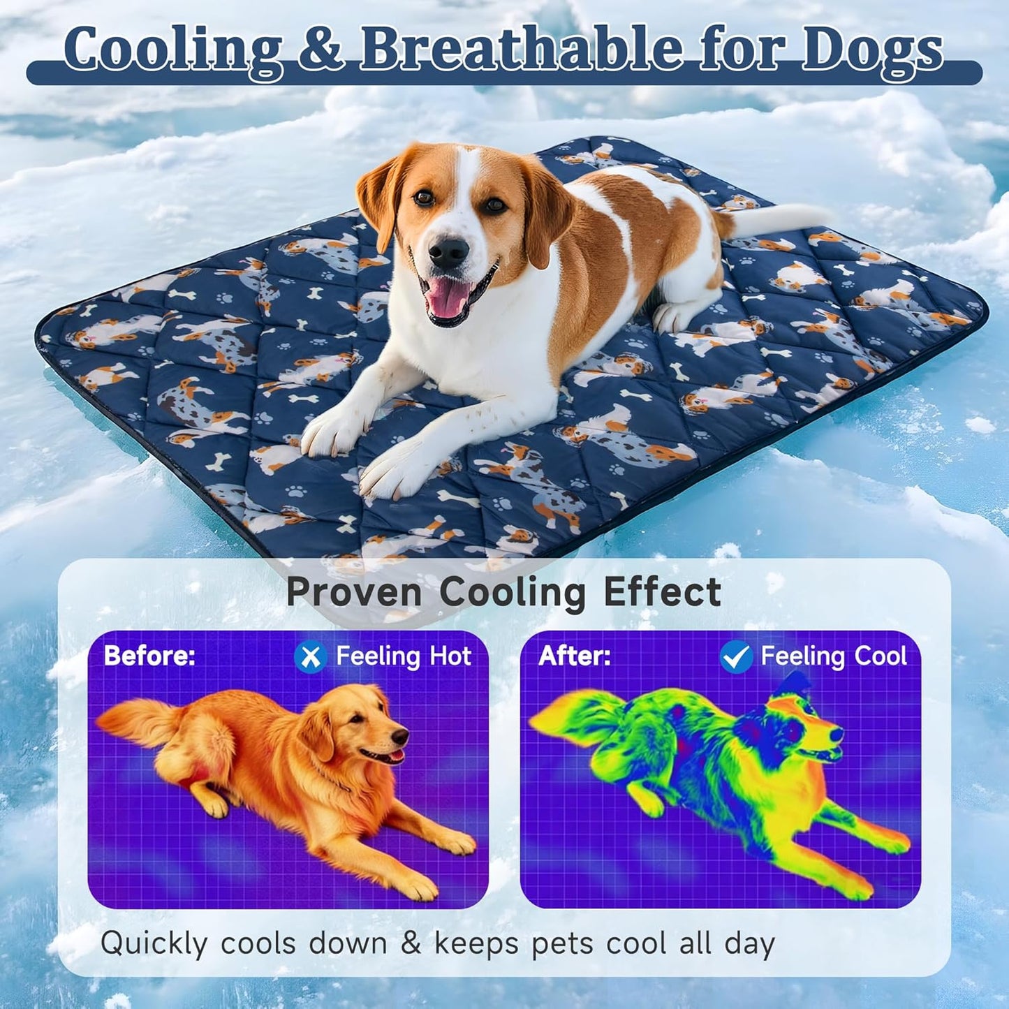 Dog Cooling Mat, Premium Lightweight Pet Cooling Blanket Bed Cover for Dogs, Cat, Puppies | Ice Silk Cool Pad for Dogs Furniture Protector | Machine Washable Pet Blanket, 40''x60''