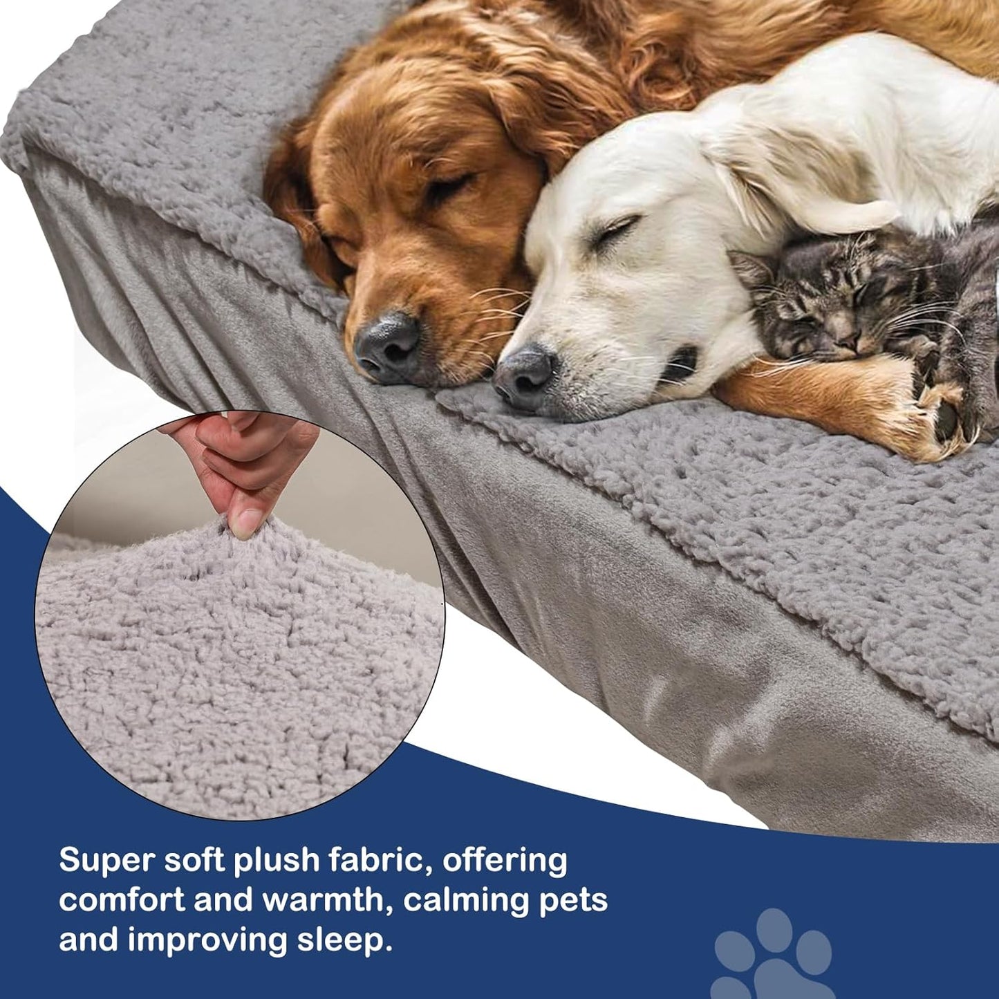 Dog Bed Covers Replacement Washable, Waterproof Dog Sofa Cover Ultra Soft Plush, Quilted, Pet Bed Cover for Cat, Cover Only (Grey, 35.0" L x 23.0" W x 6.5" Th)