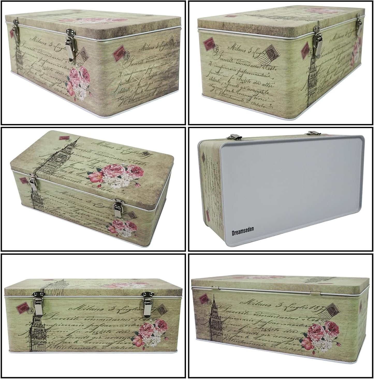 DreamsEden Metal Seed Organizer Storage Box - Rustic Garden Seed Saver Container for Packets with Hinged Lid Gifts for Homesteader Gardening (Tower)