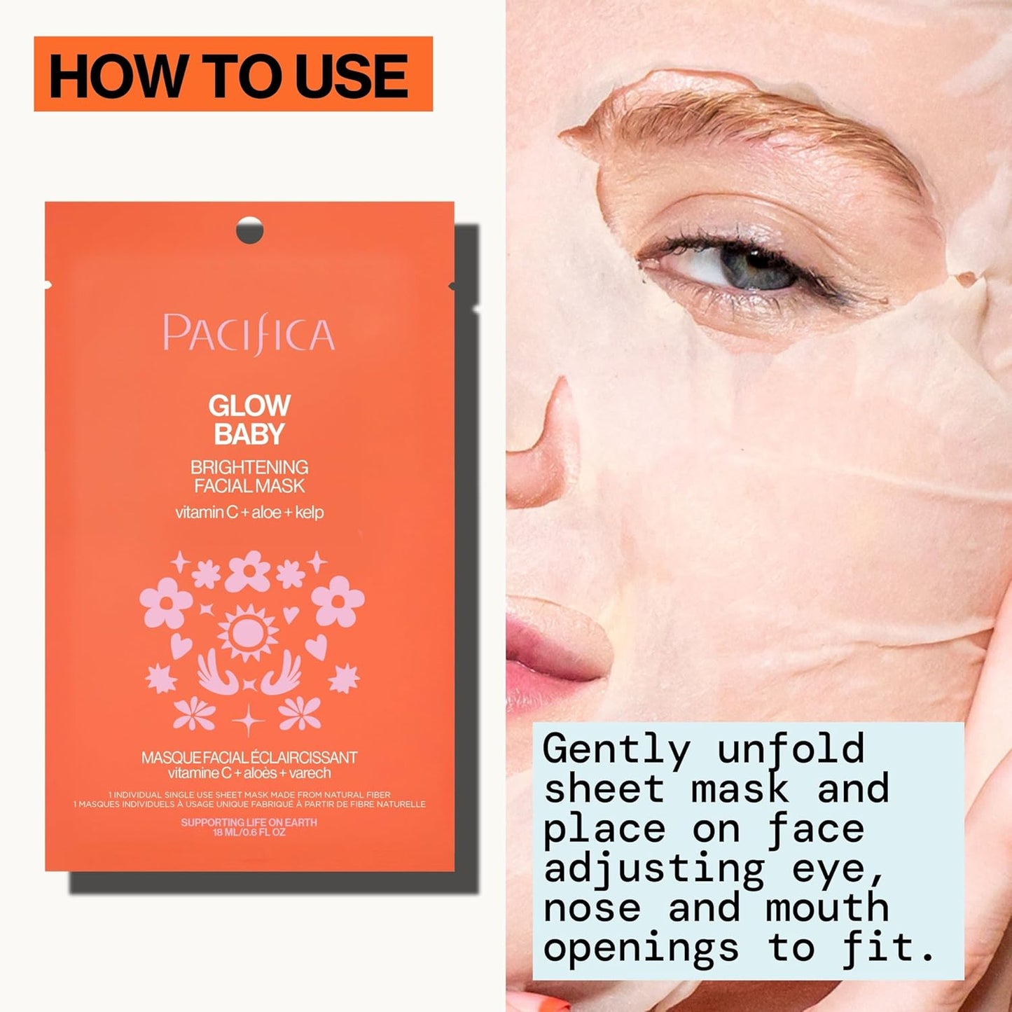 Pacifica, Facial Mask Brightening Glow Baby 0.6 Fl Oz