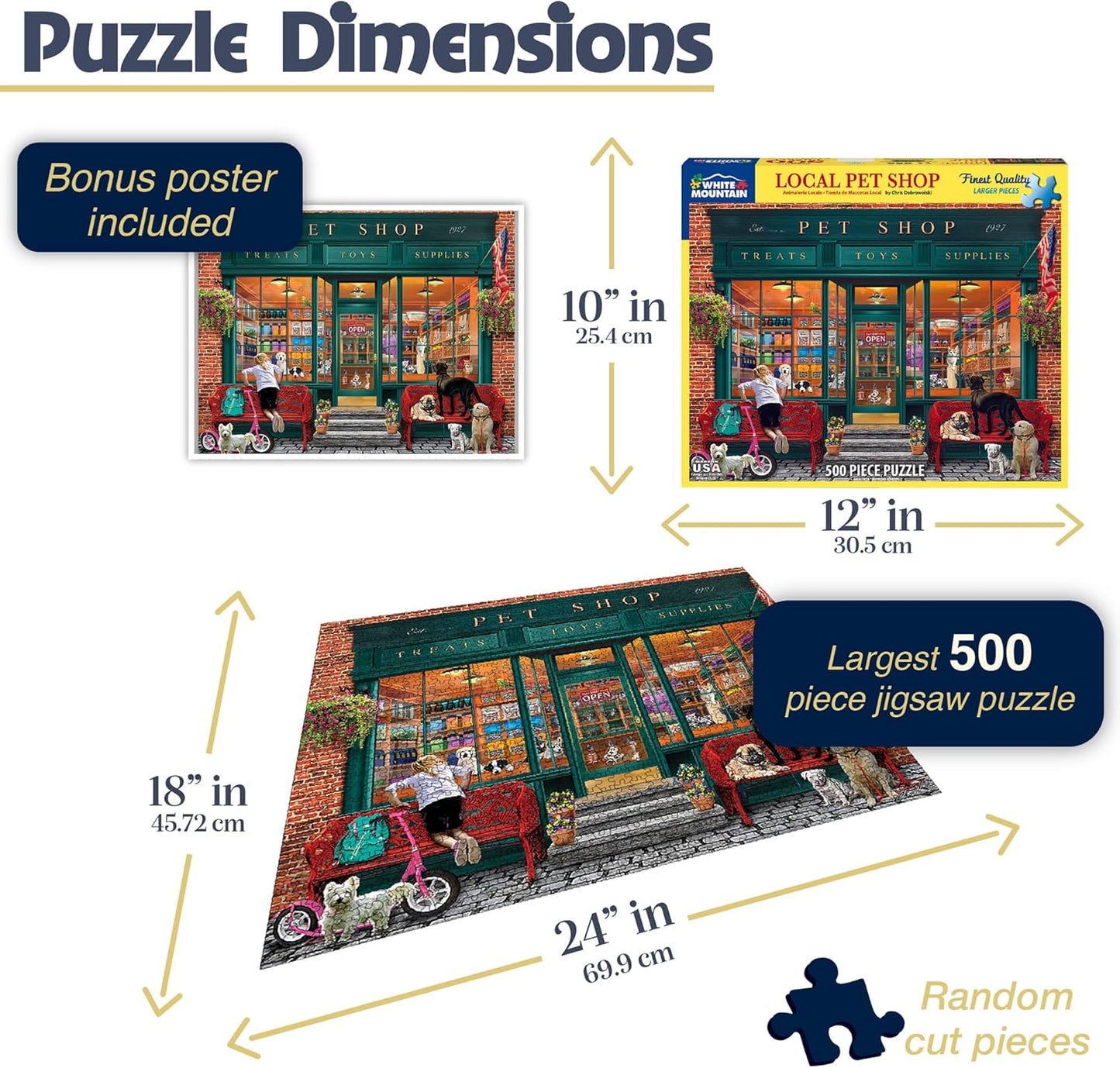 White Mountain Puzzles Local Pet Store - 500 Piece Jigsaw Puzzle