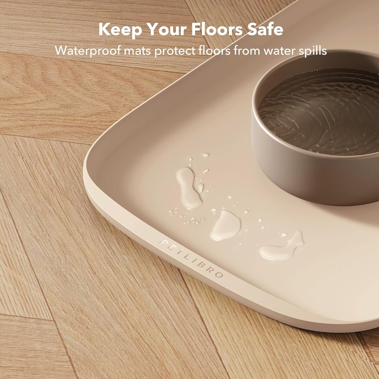 PETLIBRO Silicone Dog & Cat Food Mat for Feeder and Water Fountain, BPA-Free Waterproof Pet Feeding Tray with Raised Edge Spill Protection, Non-Slip Easy Clean Bowl Placemat for AF005 AF103, 17.7"x12"