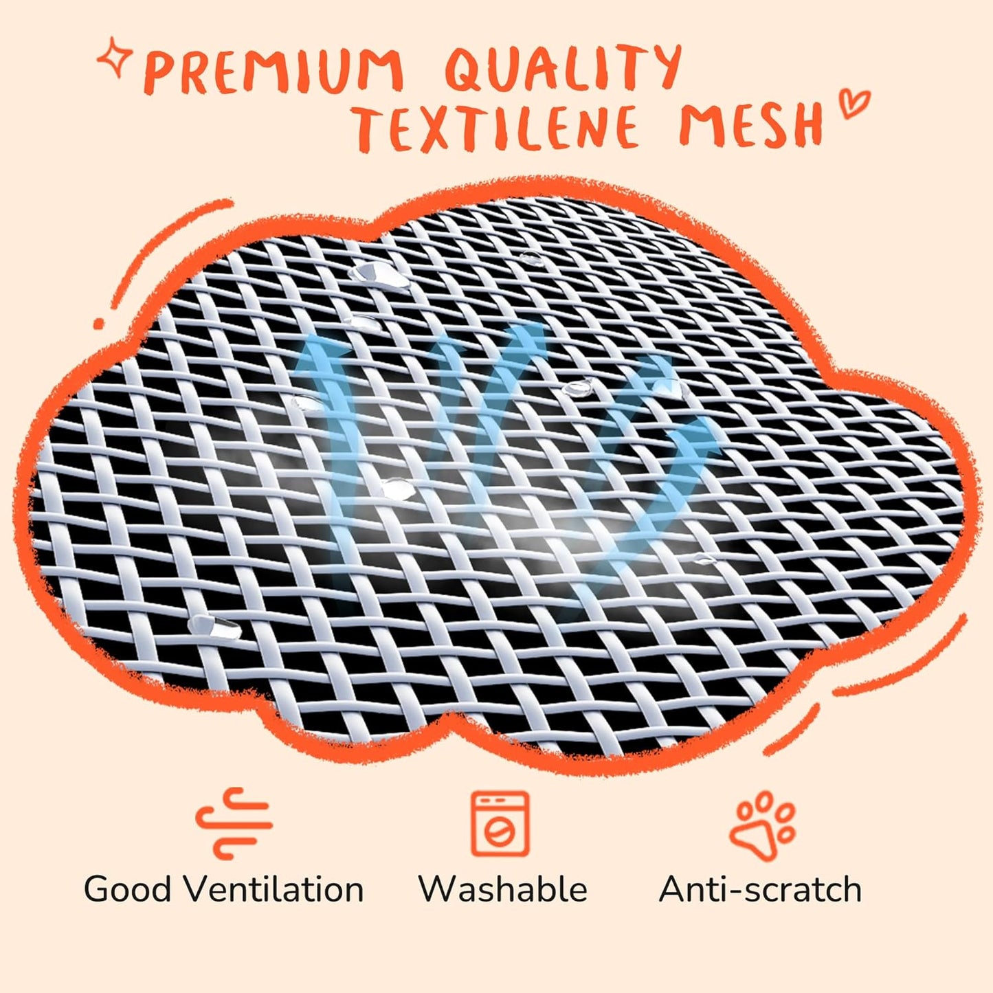 PRAISUN XXL Outdoor Dog Bed with Canopy, Elevated Dog Bed, Textilene Mesh, Metal Frame for Indoors, Outdoors, Lawn, Sliver Grey