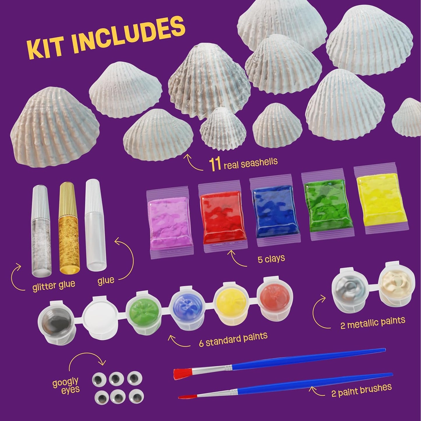 Dan&Darci Kids Sea Shell Painting Kit - Arts & Crafts Easter Gifts for Boys and Girls - Craft Activities Kits - Creative Art Activity Gift Toys for Age 6, 7, 8, 9, 10, 11 & 12 Year Old 8-12