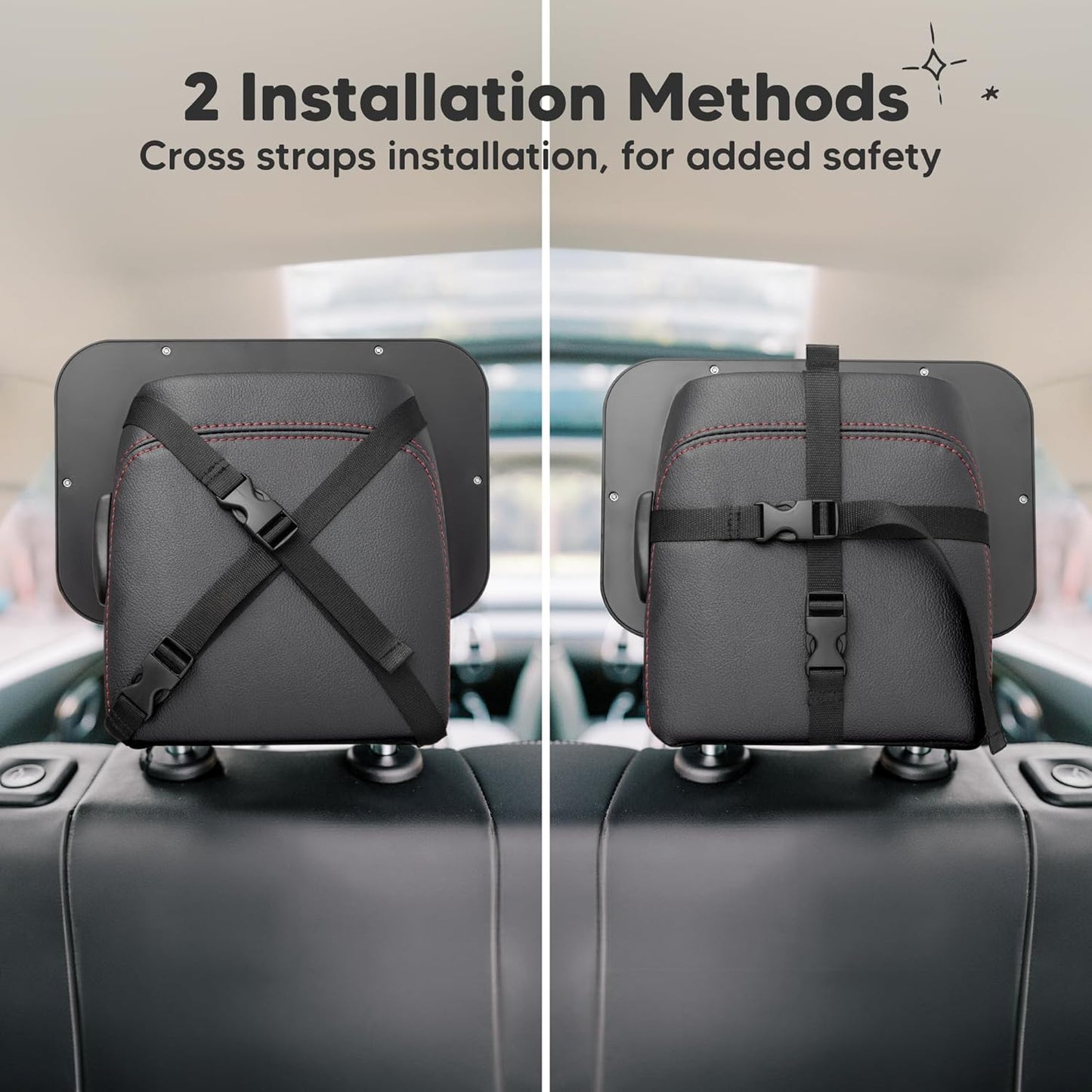 KeaBabies Baby Car Seat Mirror - Wide Shatterproof Backseat Infant Car Mirror for Baby Rear Facing, Crystal Clear View, Travel Accessories, Easy Install & Adjust for Removable Headrest (Matte Black)