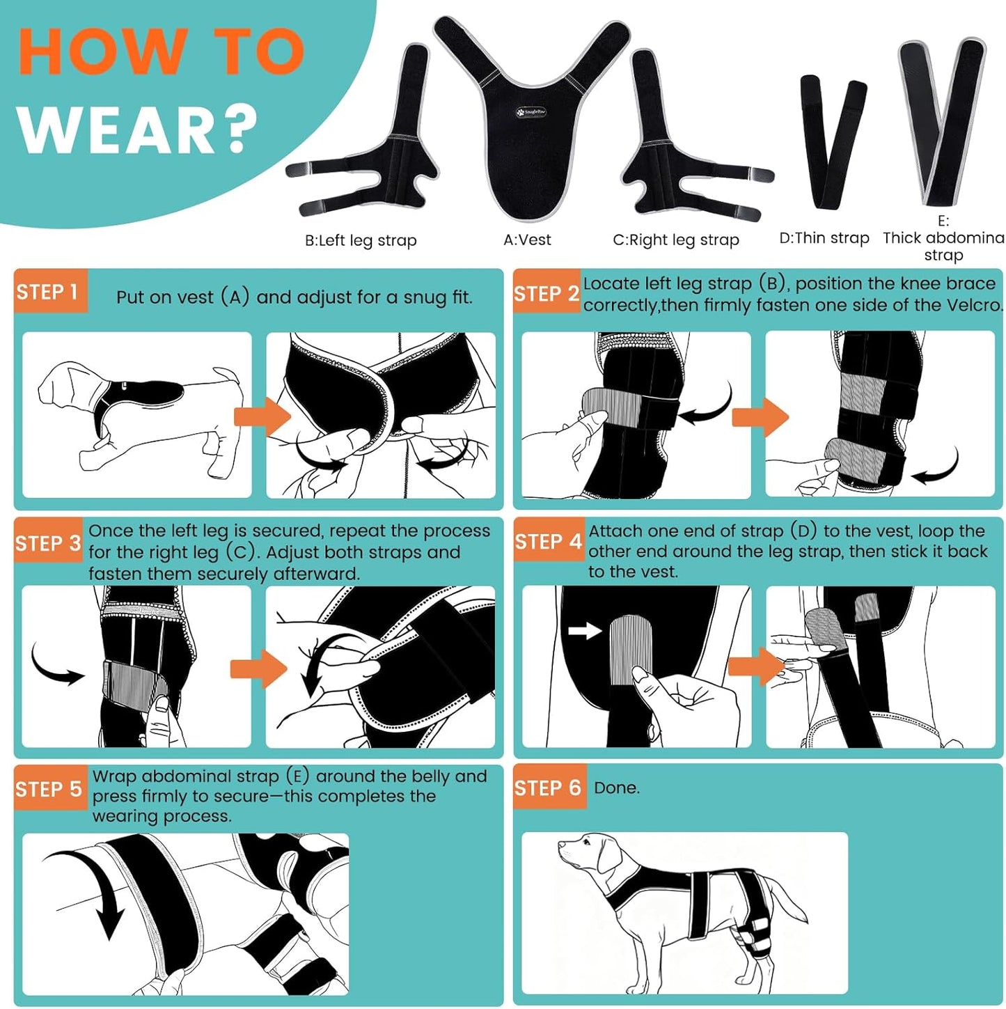Adjustable Dog Knee Brace for Hind Leg - Double Leg Orthopedic Support with 4 Metal Stabilizers, Vest Design Dog Leg Brace for ACL/CCL Tear, Luxating Patella, Arthritis & Post-Surgery Rehab (L)
