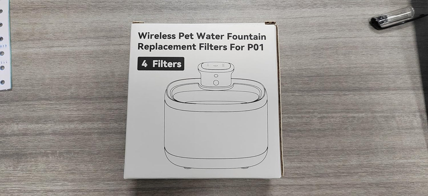 Cat Water Fountain Filters - 4 Pack Replacement Filters & 2 Pack Replacement Pre-Filter Sponges Set for Automatic Pet Fountain Dog Water Dispenser