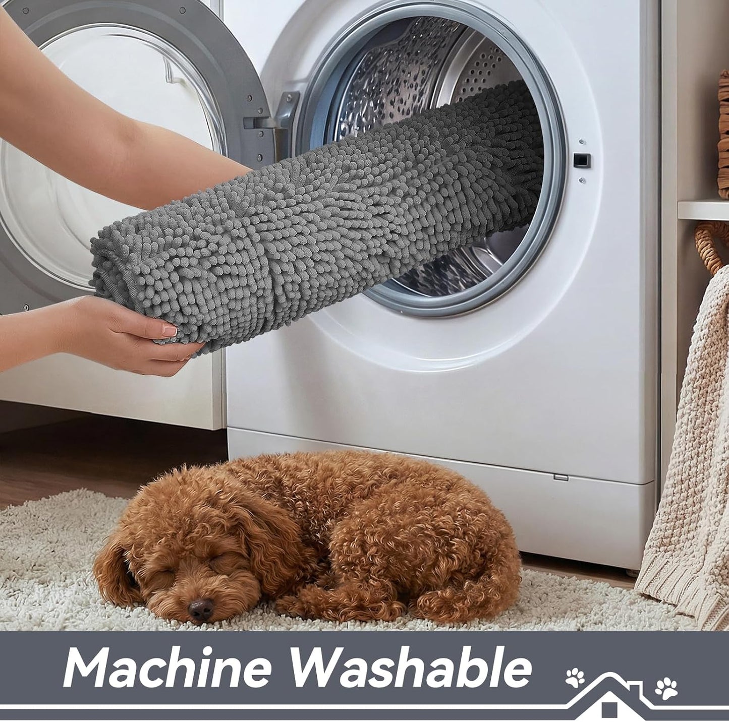 Bcoimo Super Absorbent Dog Door Mat, 30"*20" Anti Slip Mat for Muddy Paws, Pet Rugs for Dirty Paws Washable That Absorbs Moisture and Dirt, for Dog Cage and Pet Resting Carpet