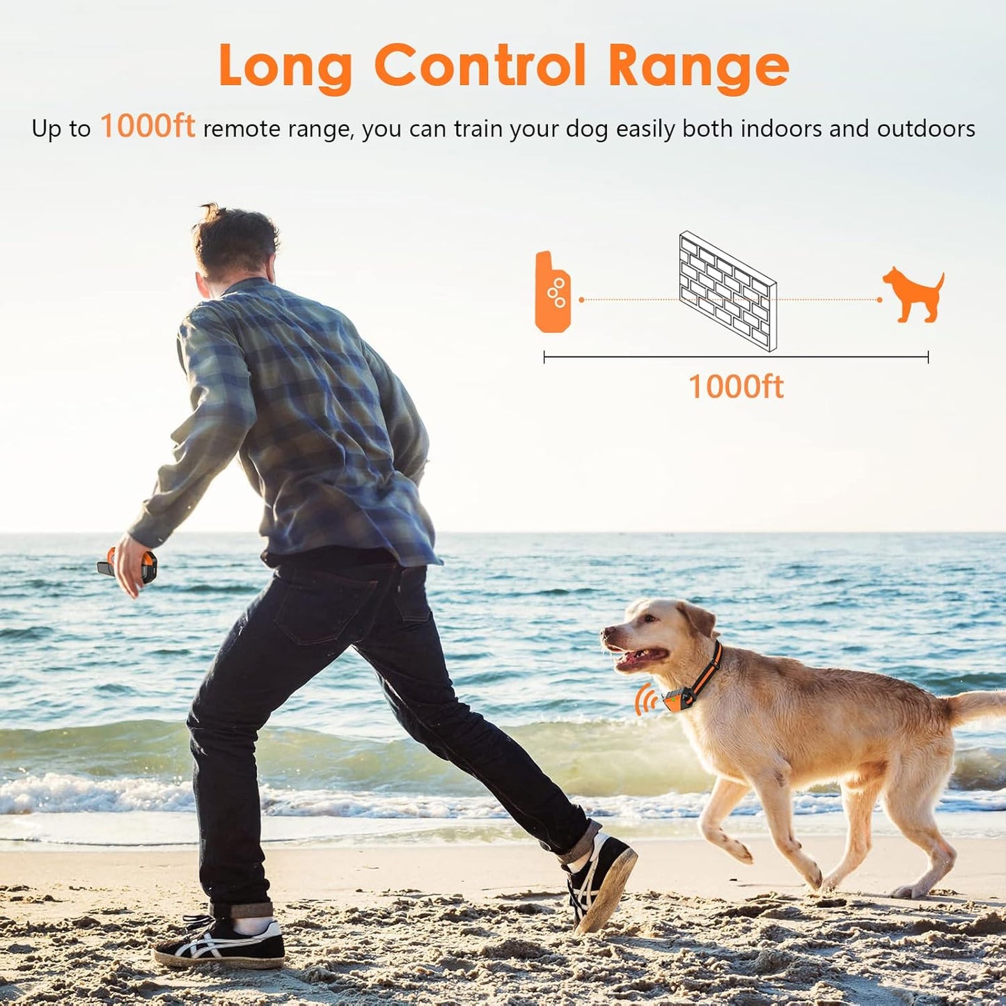 Shock Collar for Dogs, IP67 Waterproof Dog Training Collar with Remote, 3 Training Modes with Beep, Vibration, and Safe Static, Rechargeable for Large Medium