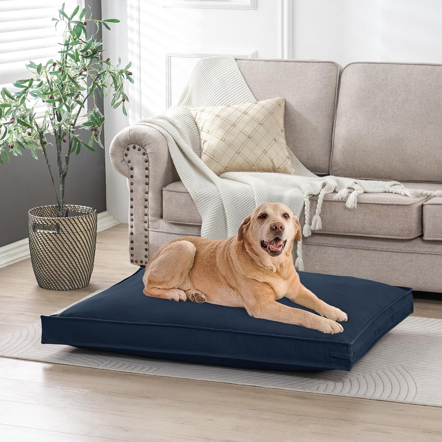 Dog Bed Covers Replacement Washable, Waterproof Dog Bed Cover with Zipper, 44Lx32Wx3H inch Durable Oxford Pet Bed Cover for Outdoor/Indoor Use, Cover Only, Navy Blue