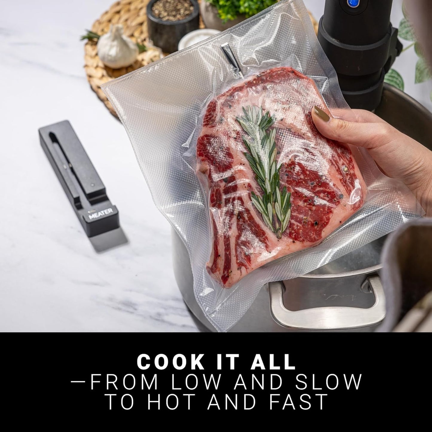 MEATER SE: Smart Bluetooth Meat Thermometer | Long-Range Wireless Probe for Oven, Grilling, Smoking, BBQ & Air Fryer | Dual Sensors & Guided Cook System | Black Charger