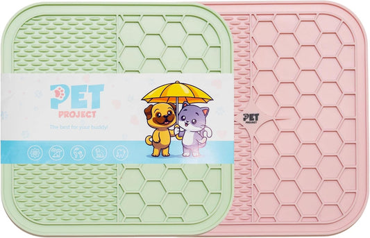 Dog Lick Mat for Dogs Slow Feeder Licking Mat Anxiety Relief Lick Pad with Suction Cups for Peanut Butter Food Treats Yogurt, Pets Bathing Grooming Training Calming Mat - 2 Pack
