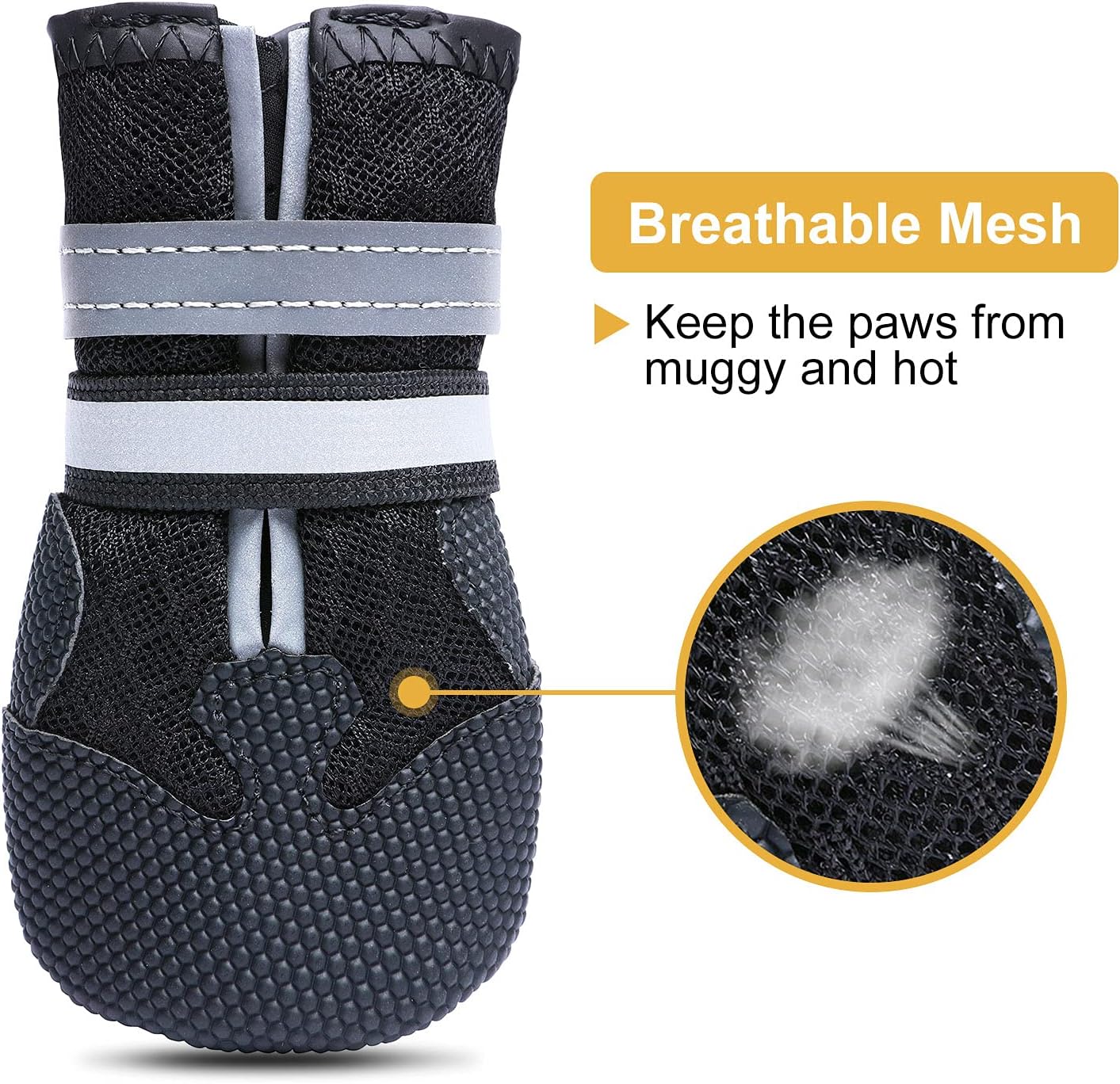 Dimicoo Breathable Dog Boots for Medium Large Dogs,Non-Slip Dog Shoes for Winter Snow and Summer Hot Pavement,Lightweight Paw Protector Dog Booties for Outdoor Walking Indoor Hardwood Floors