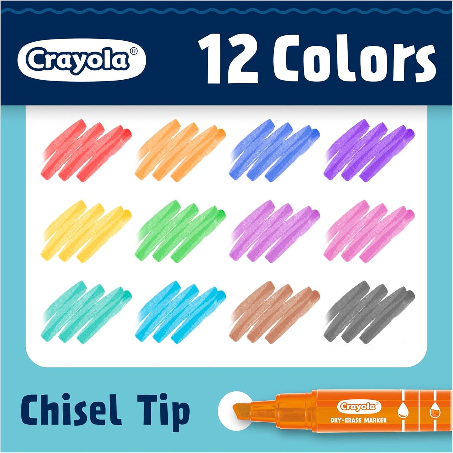 Crayola Take Note Dry Erase Markers for School (12ct) Essential Easter Basket Stuffers, Chisel Tip Whiteboard Markers, Spring Craft Supplies for Teachers, Low Odor