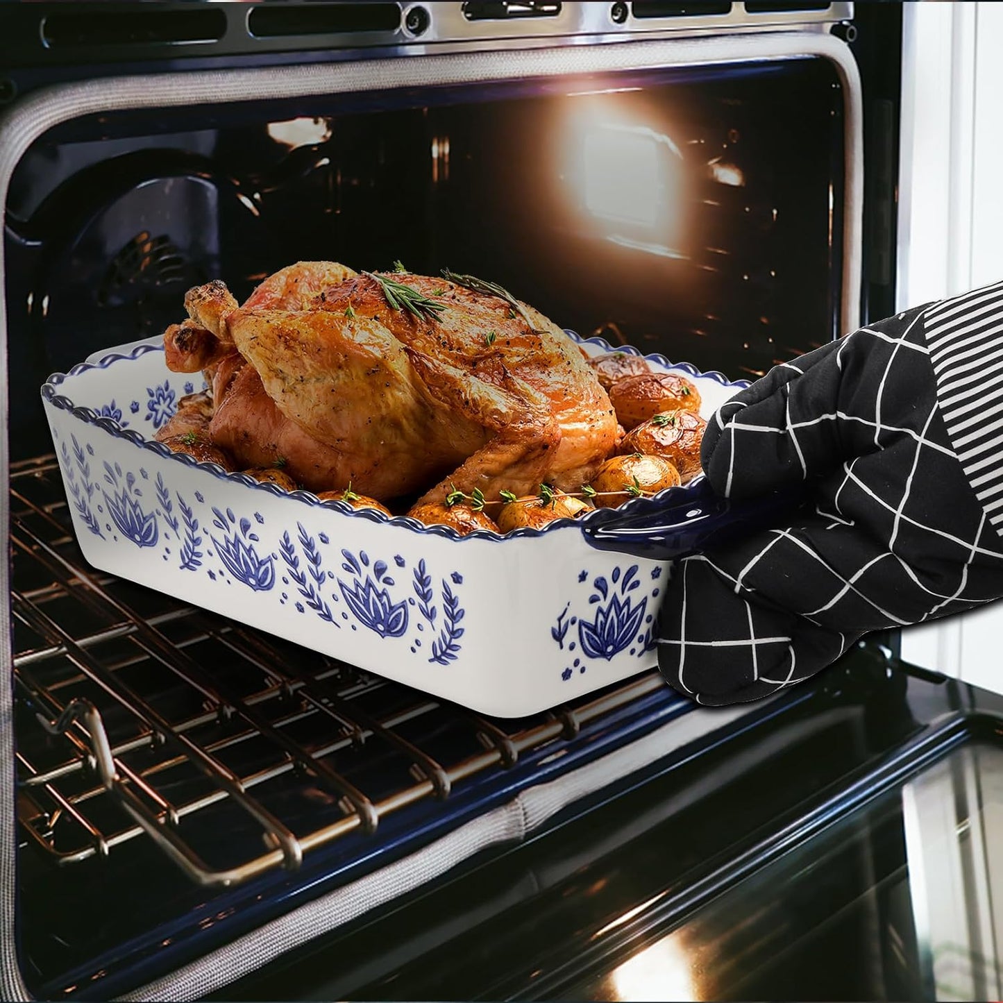 SOUJOY 3 Pack Porcelain Bakeware Set, Rectangular Baking Dishes, Lasagna Pan for Cooking, Kitchen, Casserole Dishes, Cake Dinner, Banquet and Daily Use