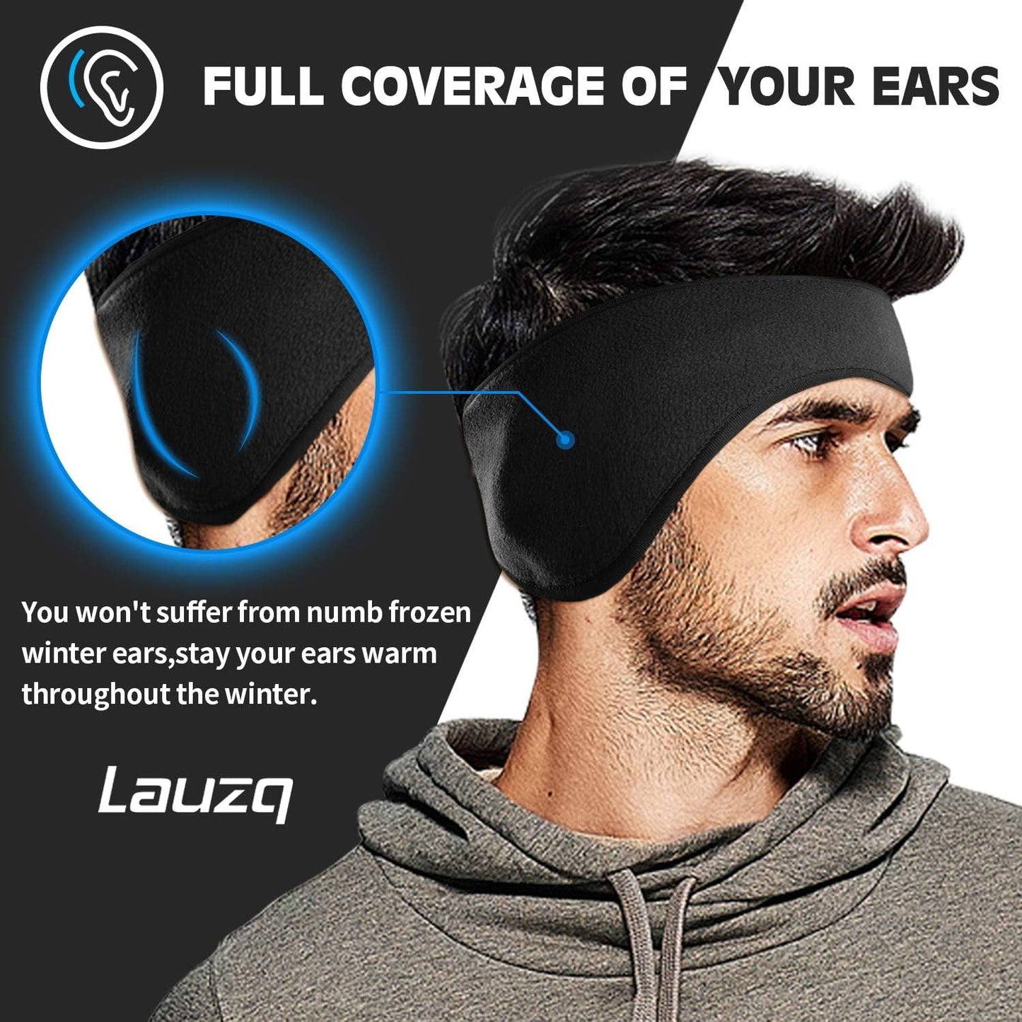 Winter Fleece Ear Warmers Muffs Headband for Men Women Kids Ski Running Cycling