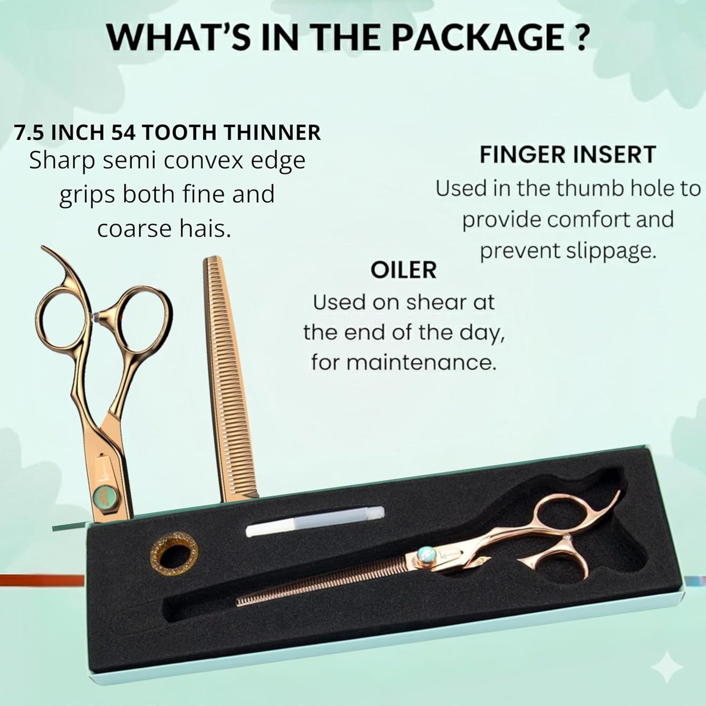 Kenchii Rose Dog Grooming Scissors, 54 Tooth Thinning Shears, Dog Scissors for Grooming, Ergonomic Design for Comfort and Precision, Heavy Duty, Durable and Sharp