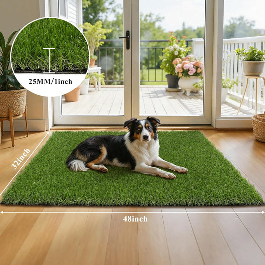 HEBE Fake Grass Pee Pad for Dogs 32"x48", Artificial Grass Turf for Indoor Outdoor Potty Training, Washable Dog Potty Grass Mat with Drainage Holes, Reusable Non-Slip Pet Potty Pad
