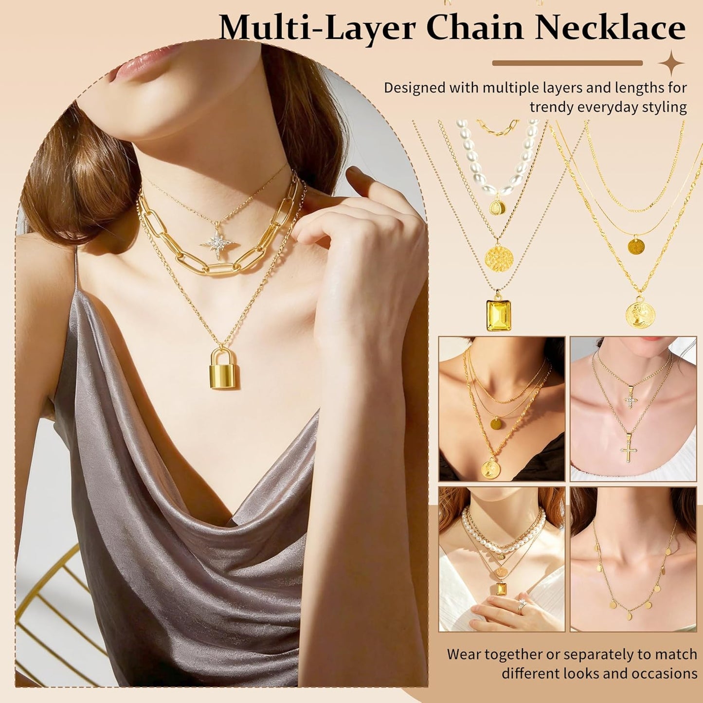 86 Pcs Gold Jewelry Set for Women, Alloy Plated Fashion Set with 17 Necklace, 15 Bracelets, 16 Stud Earrings, 11 Hoop Earrings, 22 Rings, 5 Ear Cuff for Friendship Party Birthday Gifts