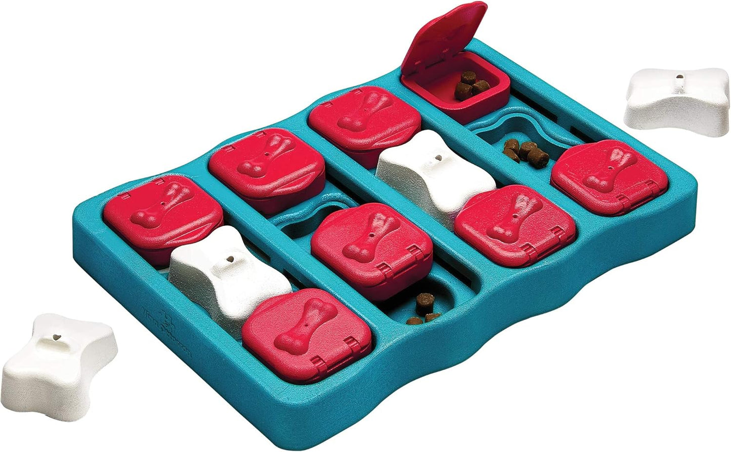 Outward Hound Fun Feeder Slo Bowl, Slow Feeder Dog Bowl, Medium/Mini, Turquoise & Outward Hound Dog Brick Interactive Treat Puzzle Dog Toy, Intermediate