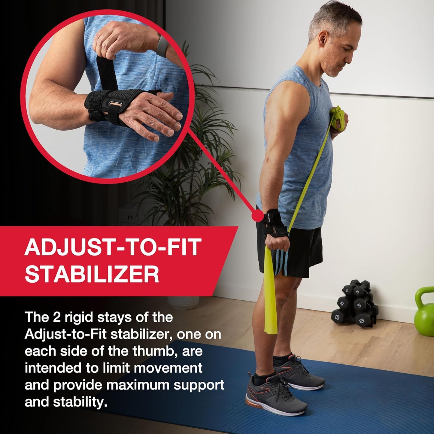 MUELLER Sports Medicine Adjust-to-Fit Thumb Stabilizer, Spica Splint, Thumb Pain Relief Brace for Men and Women, Ideal for De Quervain's Tenosynovitis, Arthritis, Sprains, Fits Right or Left