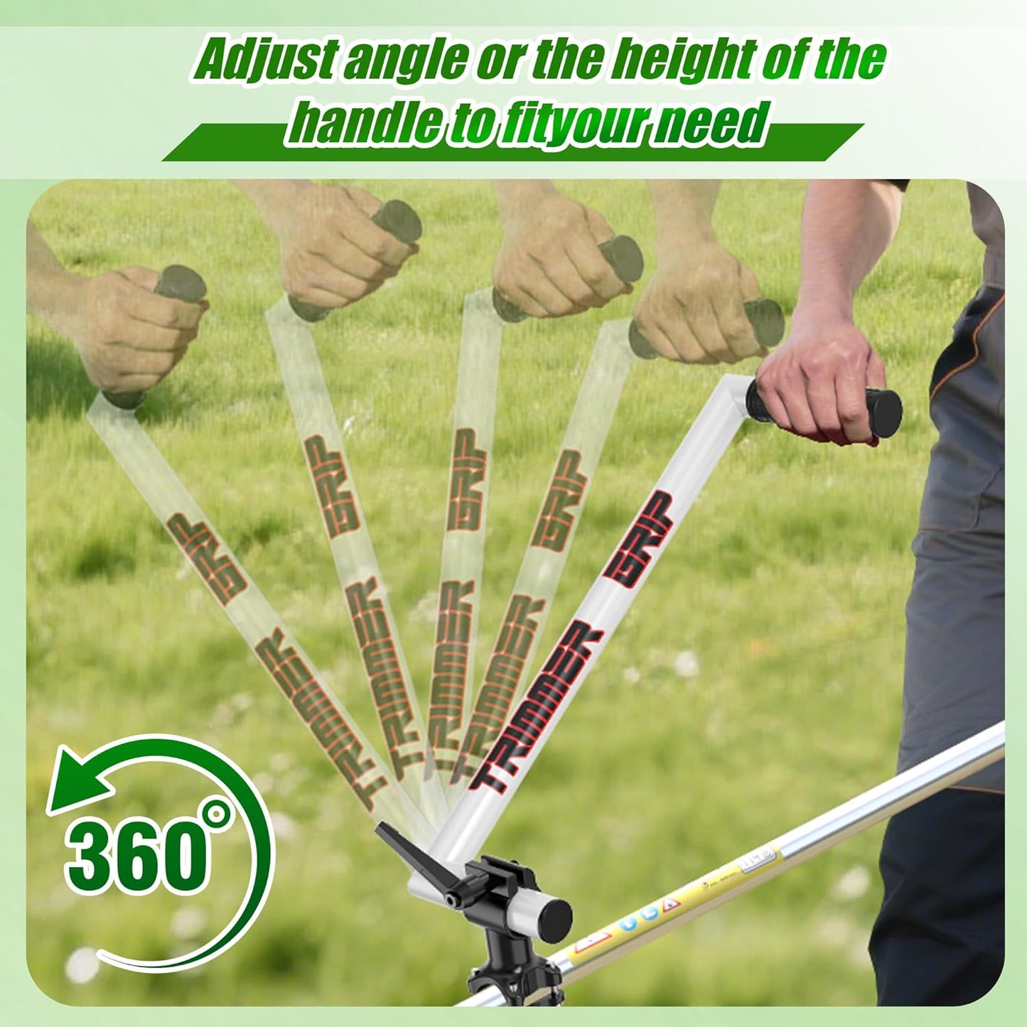 Upgraded Ergonomic Trimmer Grip, String Trimmer Handle, with Trimmer Shoulder Harness, Weed Eater Handle Extension for Trimming, Weedeater Handle Grip for String Trimmer, Lawn Care and Landscaping