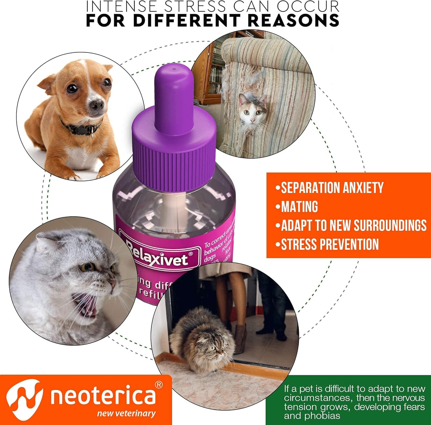 Calming Cat Diffuser Refill & Anti Anxiety Pet Products - Feline Calm Pheromones & Cats Comfort - Stress Relief with New Zone, Fighting with Dogs & Behavior Control (2 Pack (Diffuser not included))