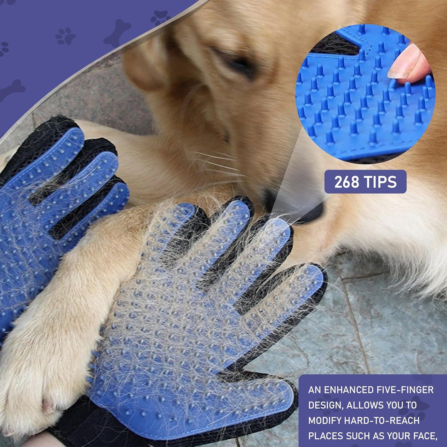Reusable Pee Pad for Dogs - 2 Pack Blue Super Absorbent Whelping Pad Reusable Puppy Training Pads with Pet Grooming Gloves, Waterproof, Leak-Proof & Non-Slip (34 x 36)