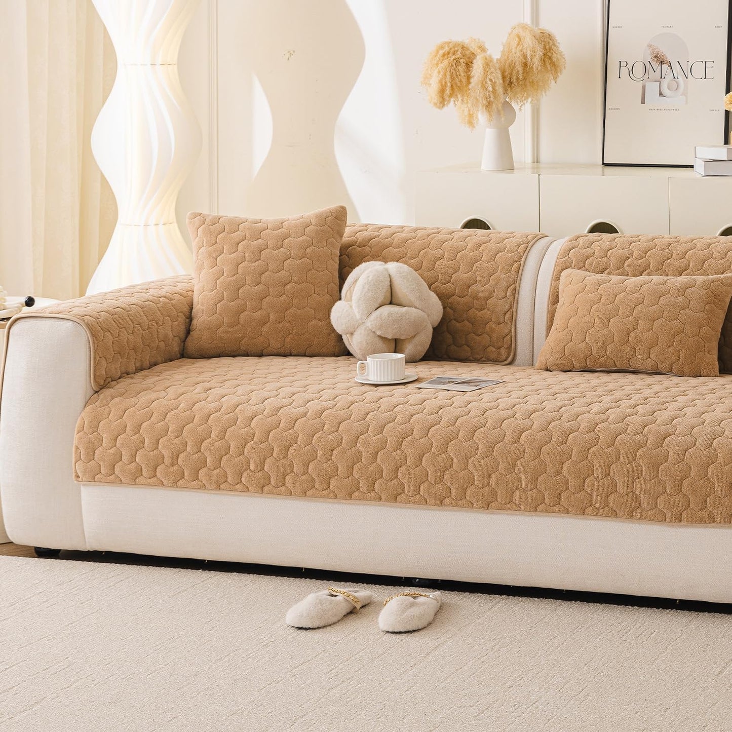 Waterproof Couch Cover & Sofa Cover, Couch Covers for Sofa Washable Non-Slip, Soft Dog Bed Protector for Sectional, Loveseat, Living Room, Car & RV Furniture (Khaki, 23"x23" 2 Pack)