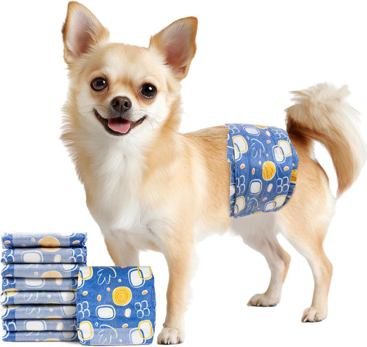 MICOOYO Male Dog Diapers, Disposable Male Dog Wraps with Wetness Indicator, Super Absorbent | Leak Proof Doggie Diapers for Incontinence, Marking, Puppy Training, XS, 6-13-inch Waist, 20 Counts