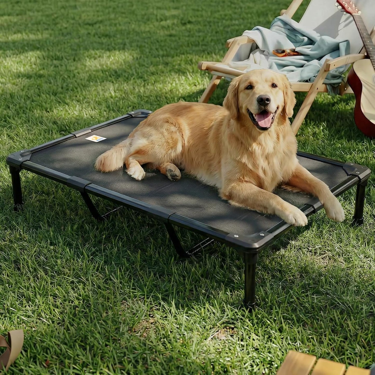 Sytopia 47'' Indestructible Outdoor Elevated Dog Bed for Large Dogs, Chew-Proof Pet Camping Raised Cot with Breathable Mesh - Durable Frame, Cooling Hammock Bed, Non-Slip Feet, Waterproof, Easy Clean