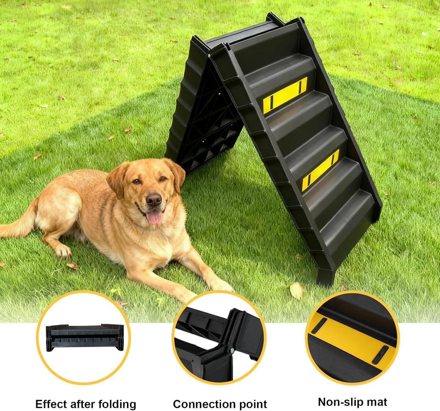 Foldable Dog Ramp for SUVs & Trucks – 61" L x 16" W Non-Slip Surface, Supports 165 lbs, Portable Pet Ramp for Medium & Large Dogs – Lightweight, Easy Storage, Great for Travel