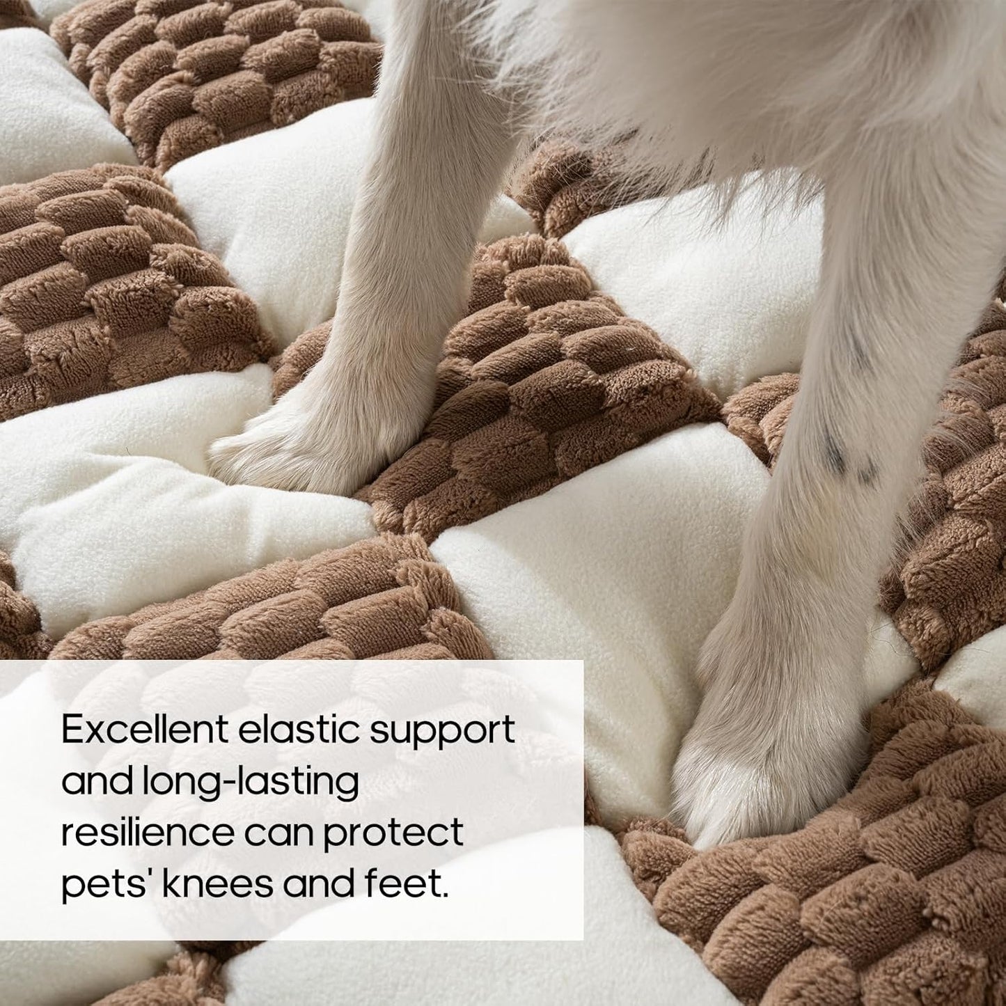 Calming Dog Bed Mats, Thick Flannel Mat for Pets Dog Pad, Washable Non-Slip Couch Protector Pet Friendly Dog Mat for Couch and Sofa(Brown, M-33.45 x 30.71 inch)