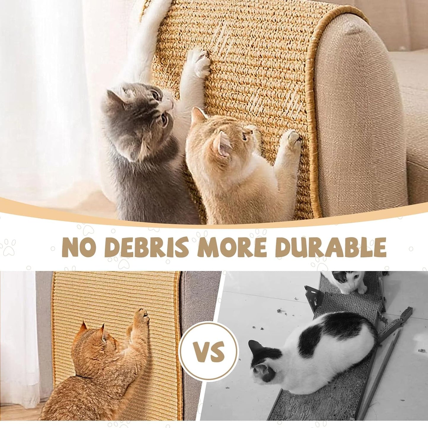 Carpet Cat Scratching Mat Sisal, 2 Packs Sisal Fabric Large 23.6" x 15.7" Scratching Pad for Indoor Cats with Adhesive Hook Loop Tape, Cat Scratching Rug Wall Scratchers for Indoor