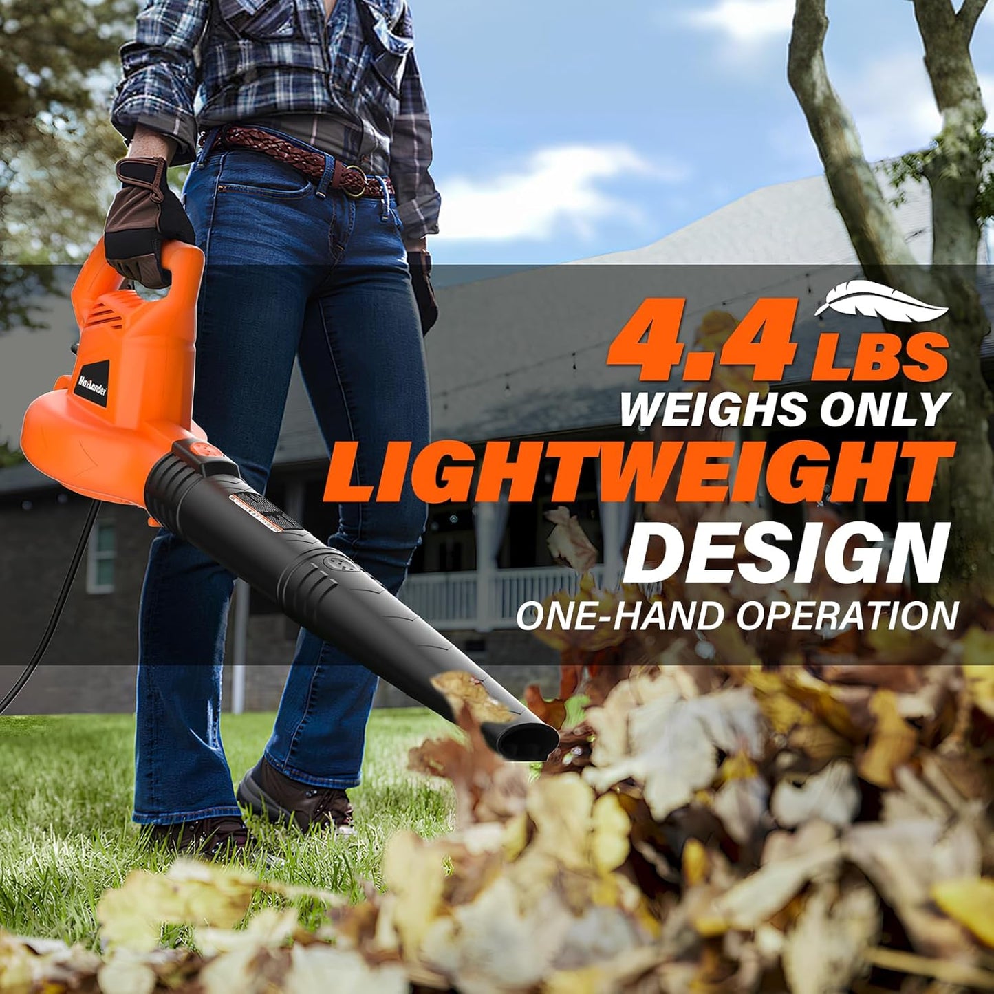 MAXLANDER Leaf Blower Corded, 7-AMP 350CFM/155MPH Electric Leaf Blower, Lightweight Handheld Small Leaf Blowers for Lawn Care