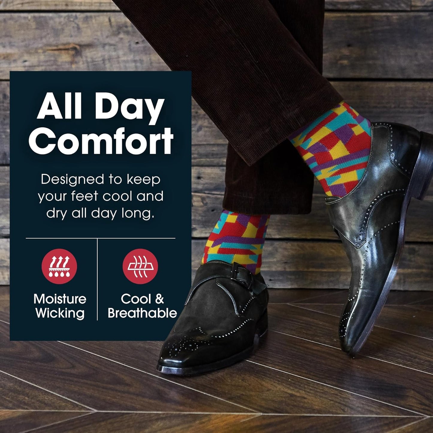 ZEKE Funny Dress Socks for Men - Funky Mens Crazy Socks - Cool Colorful Patterned Fun Socks for Men