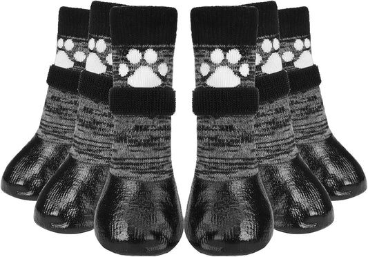 Mihachi Dog Socks Anti Slip with Straps Traction Control Waterproof Paw Protector, Dog Boots for Hardwood Floors Prevent Licking, Black M