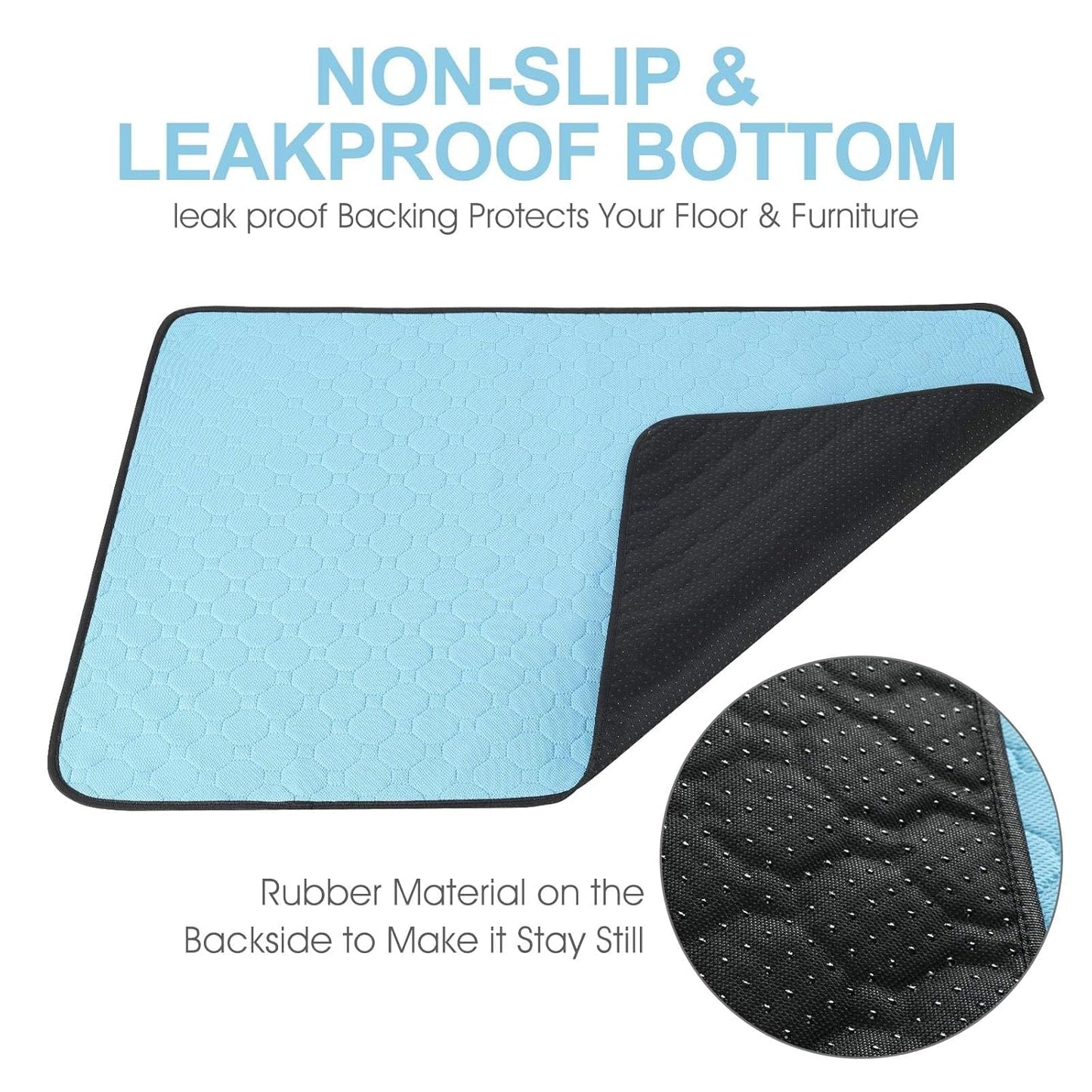 Washable Puppy Pads 4-Pack, 23"x35" Large Reusable Dog Pee Pads, Super Absorbent & Non-Slip Mat for Potty Training, Whelping, Crates & Playpens，Blue