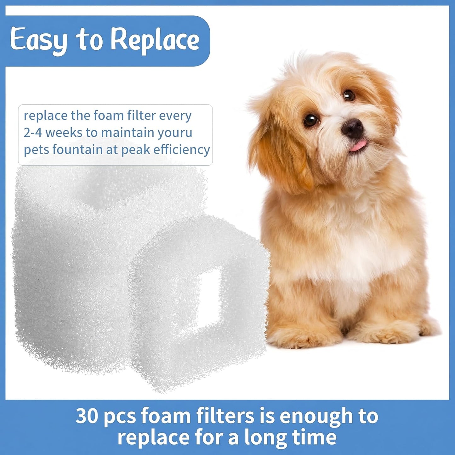 Zonon 15 Pcs Cat Water Fountain Filters, Pet Fountain Replacement Foam Filters, Compatible with Drinkwell Pet Fountains Filter Ceramic, Stainless Steel, Plastic, 360 Pets Water Fountains Filter Foam
