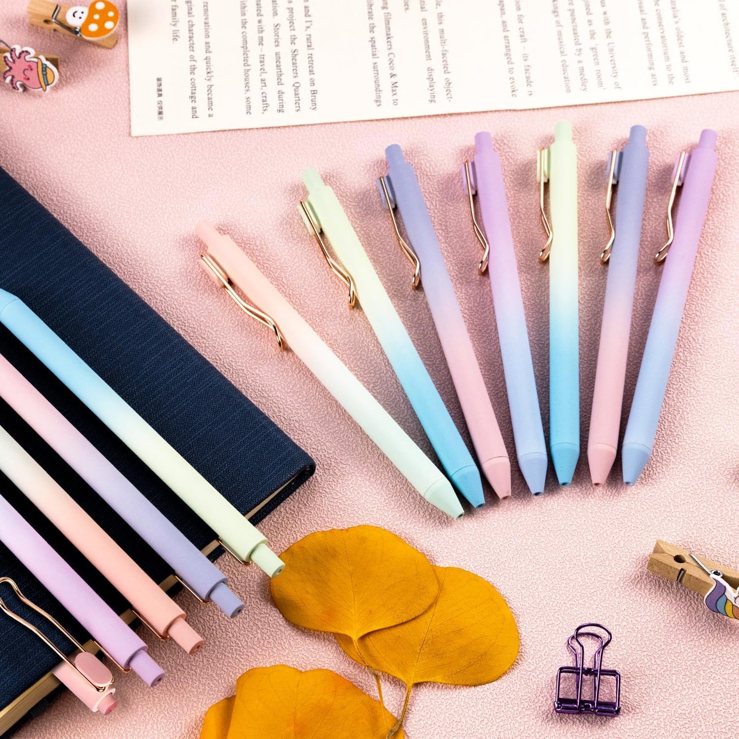 Smooth Writing Pens, 12 Pcs No Bleed & Smear, Black Ink Fine Point (0.5mm), Retractable Aesthetic Journaling Pens for Women & Men