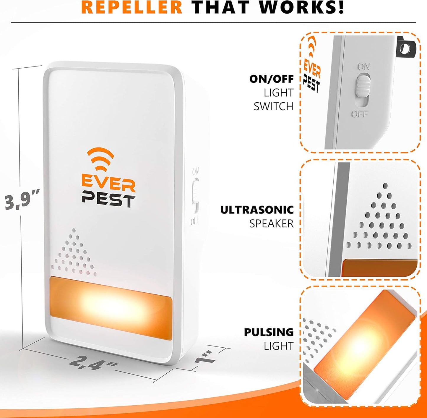 Ultrasonic Pest Control Repeller Plug in 2 Pack Repellent - Get Rid of Mosquito, Mice, Cockroach Spider Bed Bug Squirrel Fly Wasp Ant Mice Indoor, Outdoor, Patio Home Roach Infestation