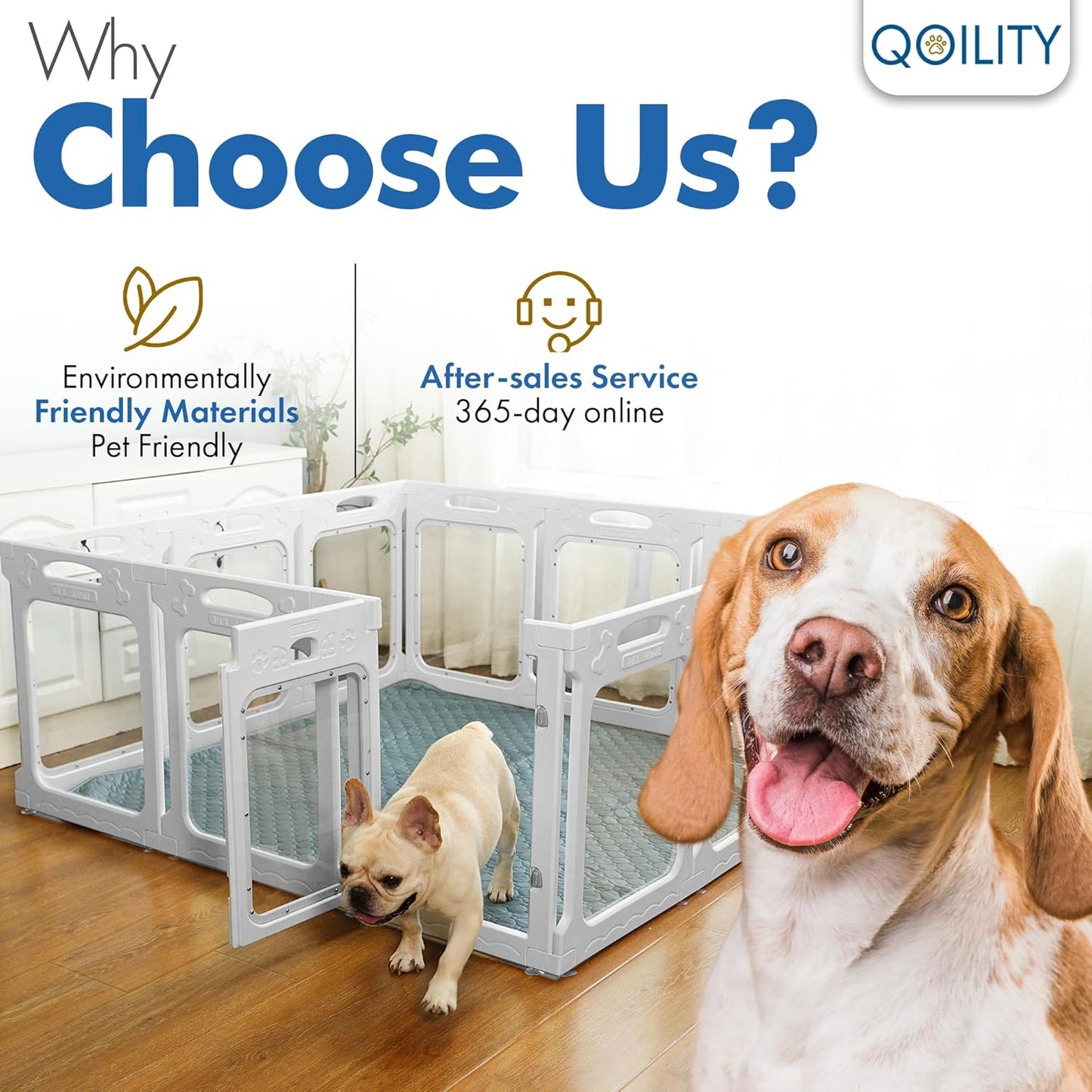 Clear Acrylic Dog Playpen with Toilet for Puppies & Small Dogs, Height 24 Inch,12 Panels, White
