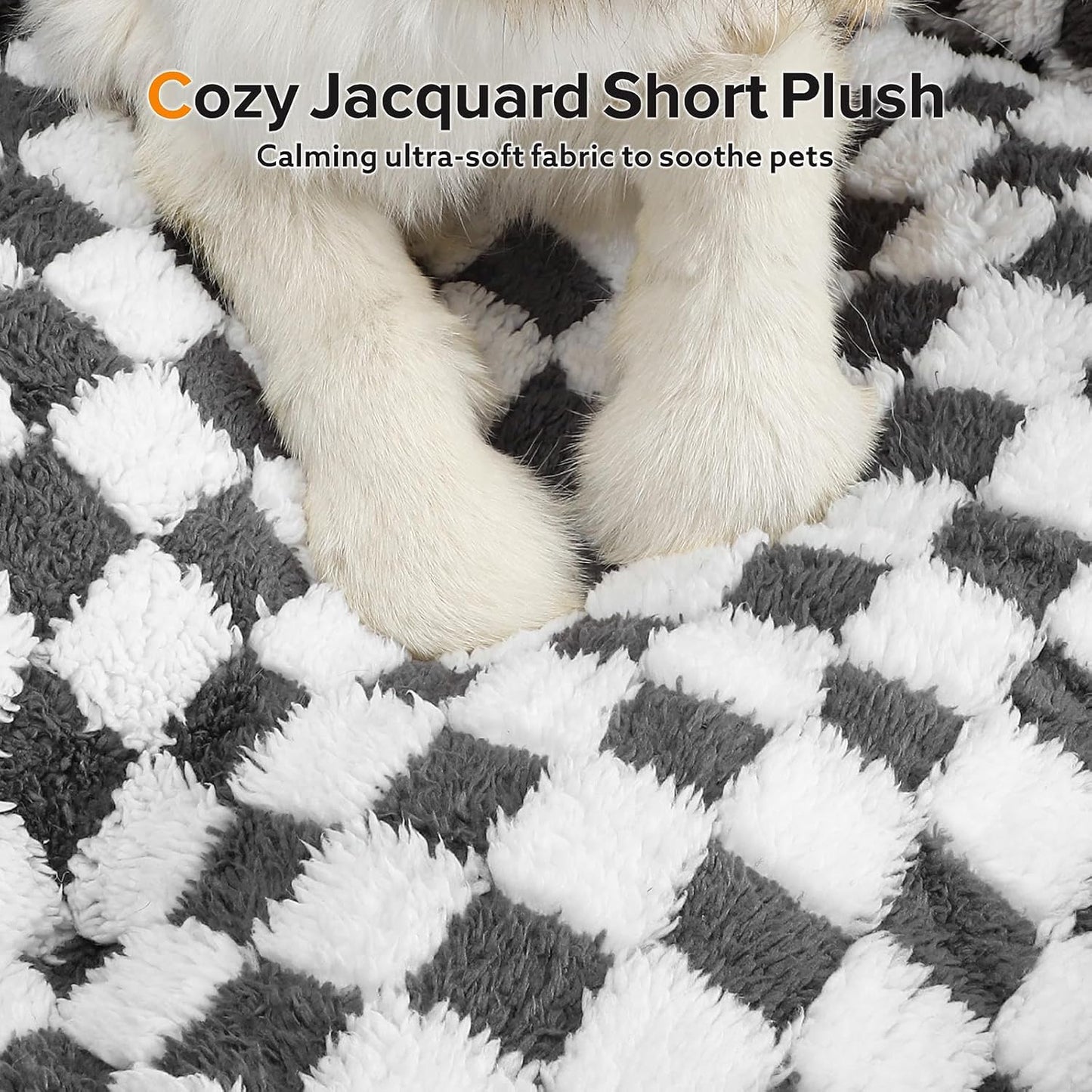JOEJOY Dog Bed for Medium Small Dogs - Rectangle Orthopedic Dog Sofa Bed, Cute Modern Puppy Bed with Jacquard Shaggy Plush & Anti Slip Bottom, 25x21x8inches, Grey