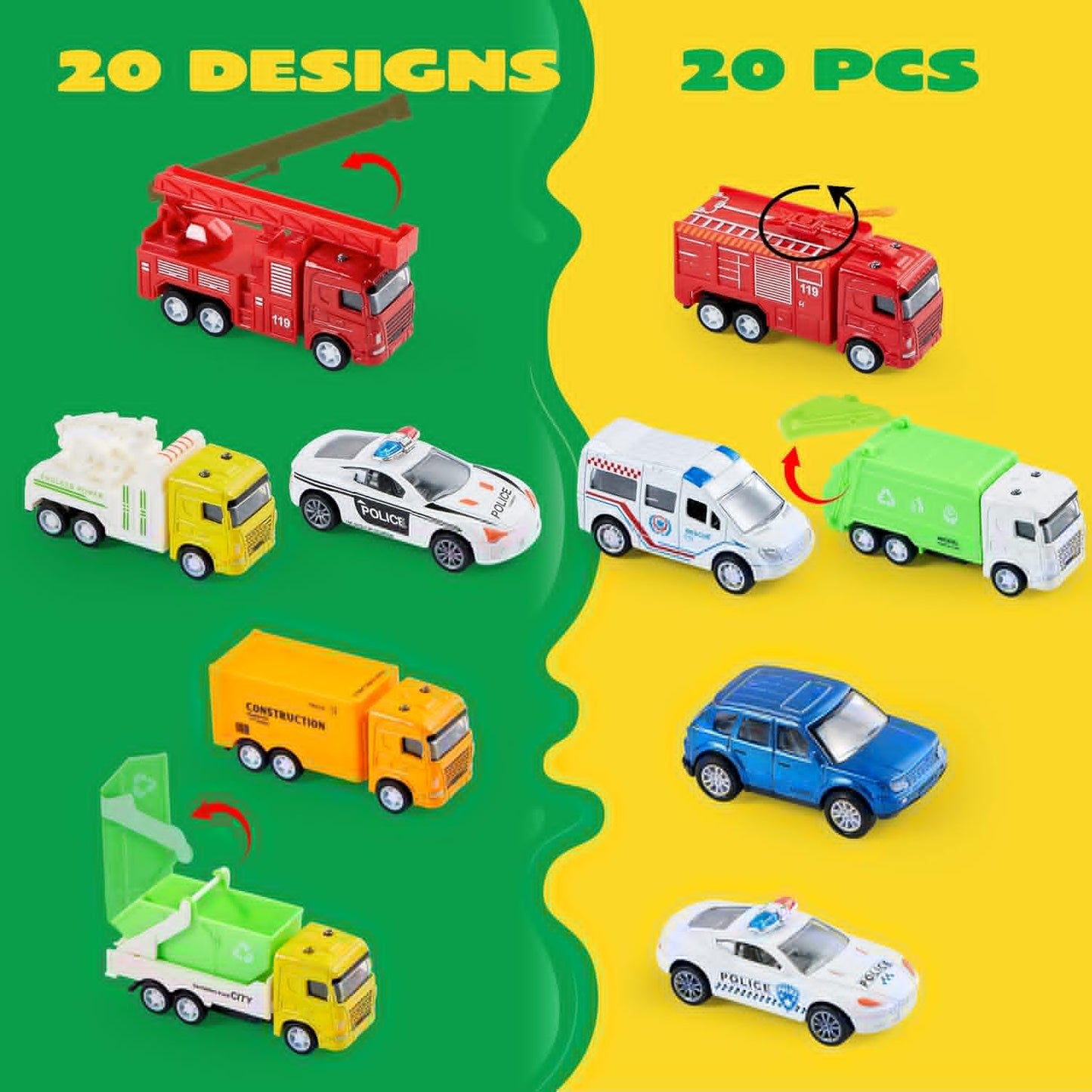 JOYIN 20PCS Die Cast Pull Back Cars, Metal Toy Cars, Car Toys Bulk, Vehicle Set for Toddlers, Kids Party Favors, Cake Toppers, Stocking Stuffers, Race Cars Toys for Boys, Easter Basket