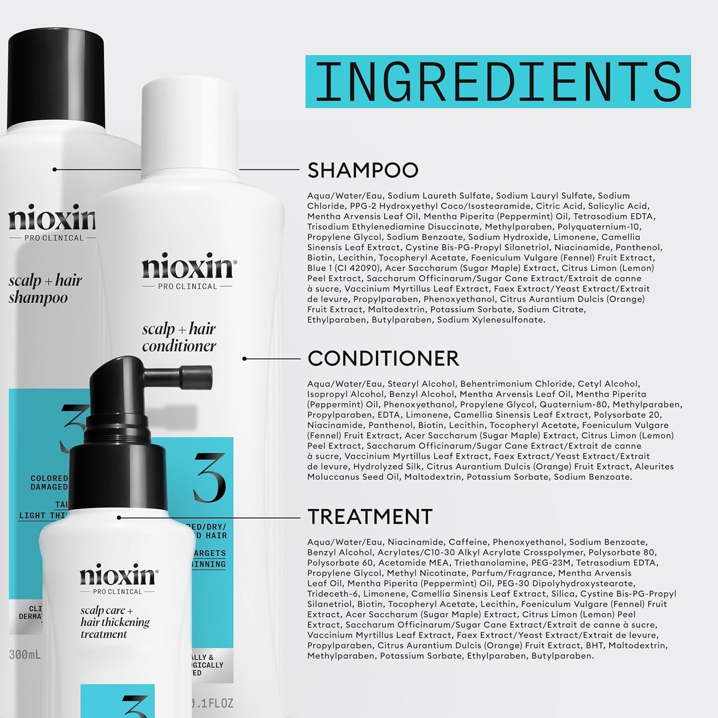 NIOXIN Scalp + Hair Thickening System Kits | For Natural, Colored, & Damaged Hair with Light to Progressed Thinning | Strengthen & Boost Hair Density with Niacinamide & Biotin | 1 Month Supply