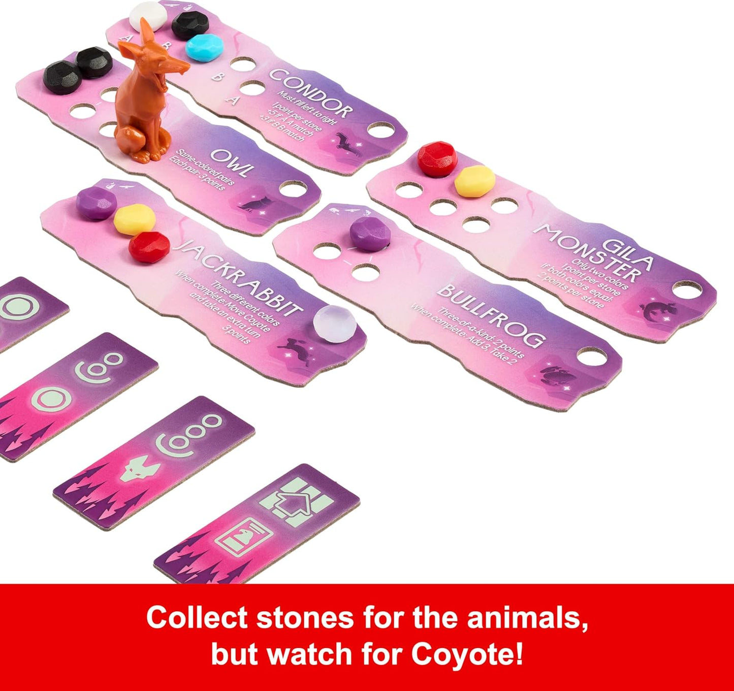 Mattel Games Spirits of the Wild: Awakening Relaxing, Light Strategy Board Game for 2 Players with Stones, Bowl and Coyote Figure