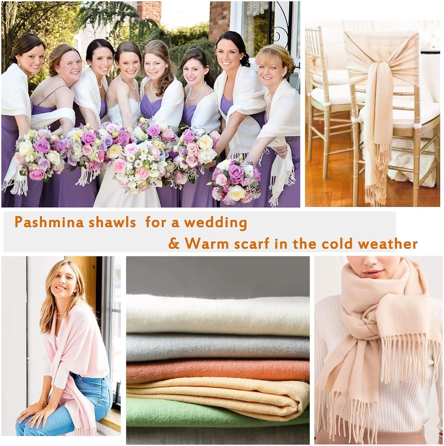 FURTALK Pashmina Shawl Wraps for Women Evening Dresses Blanket Scarves Fashion Scarf Wedding Gifts
