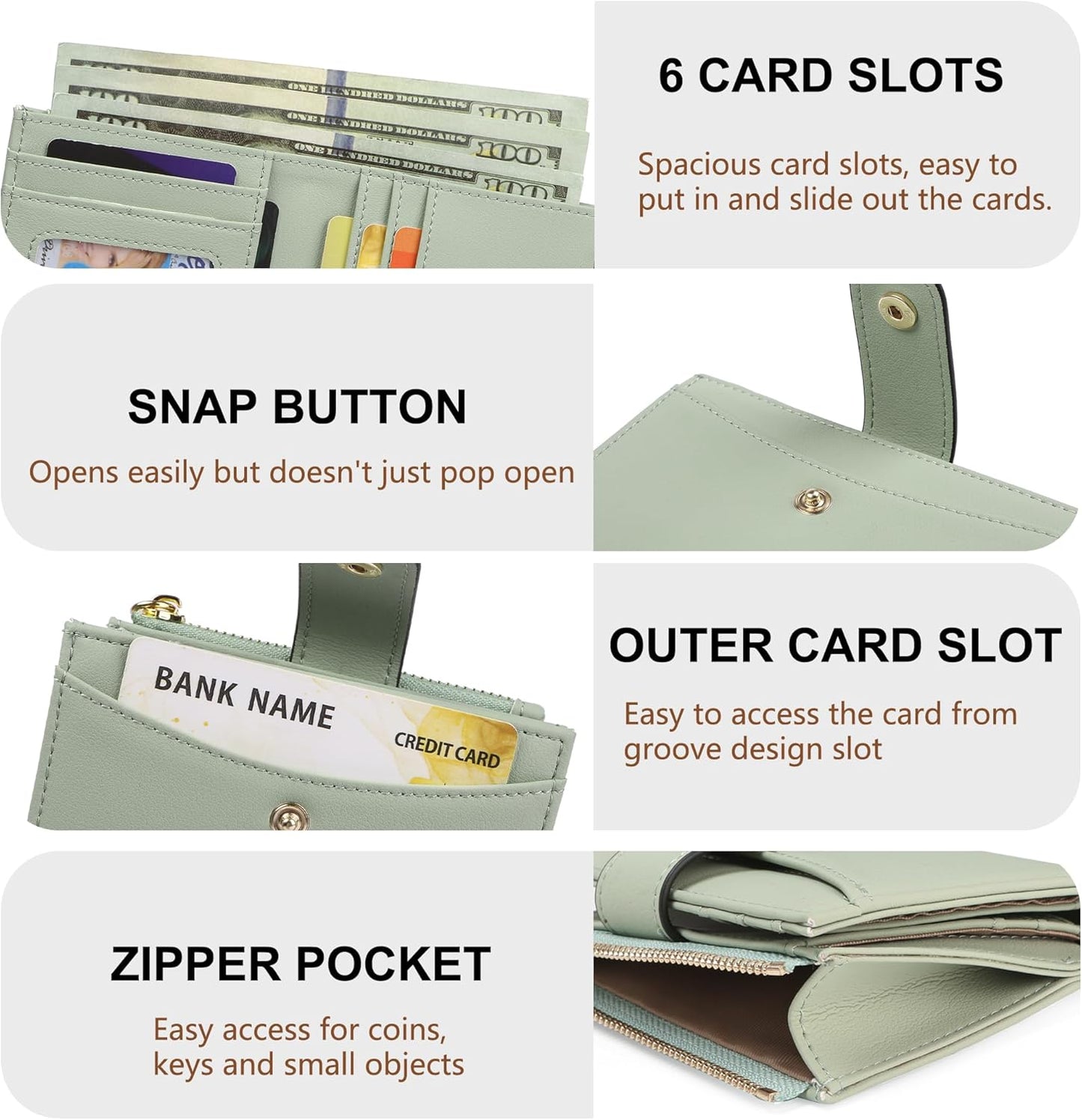 Small Wallet for Women RFID Blocking Tassle Bifold Slim Thin Leather Wallet Credit Card Holder Wallet Ladies Mini Wallet with Widened Zipper Pocket